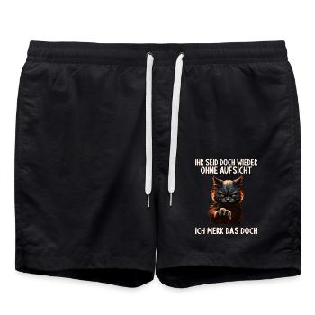 Ihr seid doch wieder ohne Aufsicht ich merk das - Badeshorts - Schwarz - Vorne - AI Model Male 185 light (185cm)