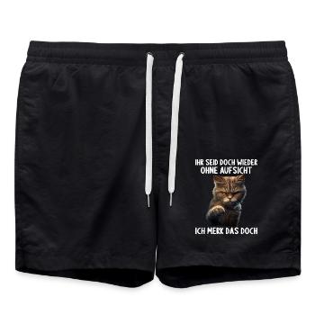 Ihr seid doch wieder ohne Aufsicht ich merk das - Badeshorts - Schwarz - Vorne - AI Model Male 185 light (185cm)