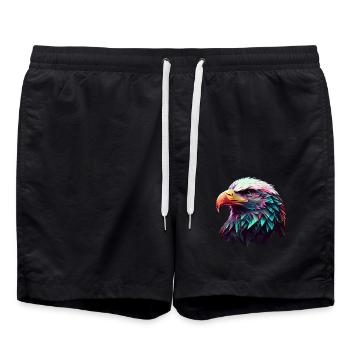 Cool polygon design with a bald eagle - Swim Trunks - black - Front - AI Model Male 185 light (185cm)