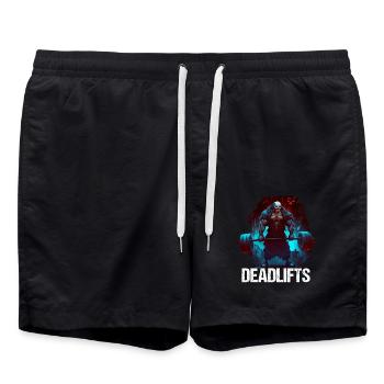 Deadlifts Gym Fitness Fun Workout - Swim Trunks - black - Front - AI Model Male 185 light (185cm)