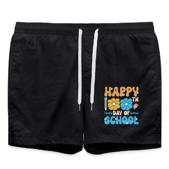 Happy 100th Day of School Flowers Floral Decorations - Swim Trunks - black - Front - AI Model Male 185 light (185cm)