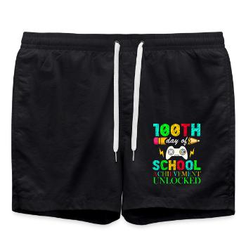 100e jour de réussite scolaire débloqué Schooler - Short de bain - noir - Devant - AI Model Male 185 light (185cm)
