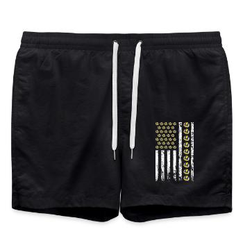 Amerikanischer Sport Volleyball Flagge - Badeshorts - Schwarz - Vorne - AI Model Male 185 light (185cm)