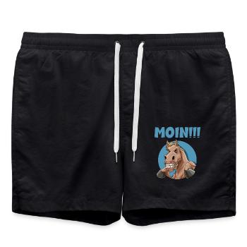 Pferd sagt wütend Moin - Badeshorts - Schwarz - Vorne - AI Model Male 185 light (185cm)