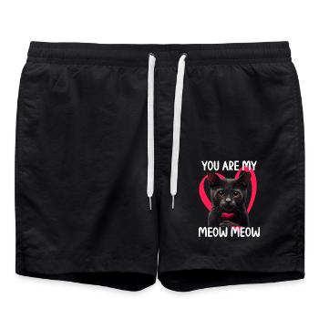 You are my Meow Meow Katze - Badeshorts - Schwarz - Vorne - AI Model Male 185 light (185cm)