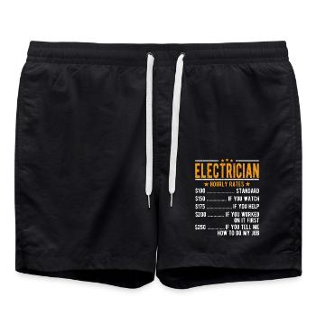 Elektriker Stundenlohn - Badeshorts - Schwarz - Vorne - AI Model Male 185 light (185cm)