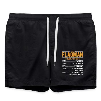 Flagman Hourly Wage - Swim Trunks - black - Front - AI Model Male 185 light (185cm)