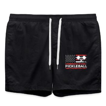 Pickleball American Paddle Sports Flagge - Badeshorts - Schwarz - Vorne - AI Model Male 185 light (185cm)