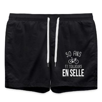 50 ans en selle cadeau drole pour cycliste vélo - Short de bain - noir - Devant - AI Model Male 185 light (185cm)