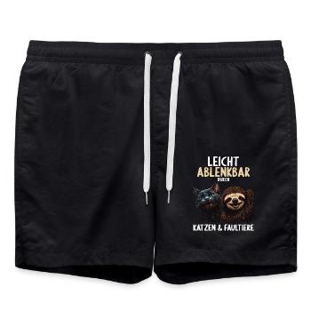 Leicht Ablenkbar durch Katzen Und Faultiere - Badeshorts - Schwarz - Vorne - AI Model Male 185 light (185cm)