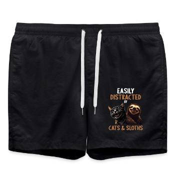 Easily distracted by cats and sloths - Swim Trunks - black - Front - AI Model Male 185 light (185cm)