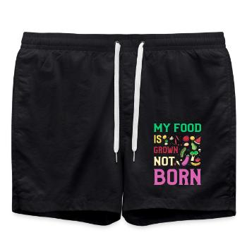 Ma nourriture est cultivée, pas née végétalienne - Short de bain - noir - Devant - AI Model Male 185 light (185cm)