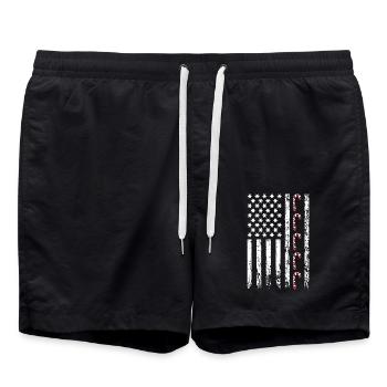 Canne de drapeau de Noël vintage américain - Short de bain - noir - Devant - AI Model Male 185 light (185cm)