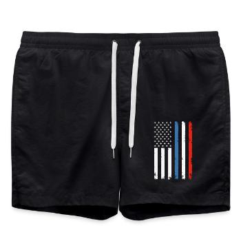 Drapeau du soldat américain 4 juillet - Short de bain - noir - Devant - AI Model Male 185 light (185cm)