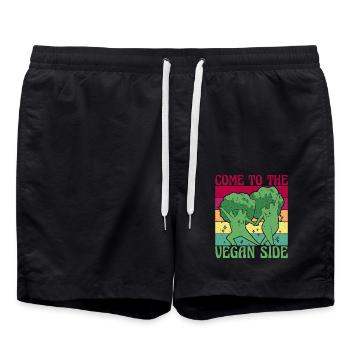 Come to the Vegan Side - Swim Trunks - black - Front - AI Model Male 185 light (185cm)