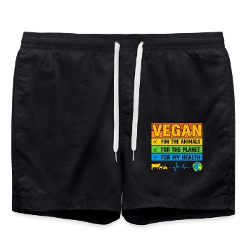 Vegan for the animals for the planet for the healt - Swim Trunks - black - Front - AI Model Male 185 light (185cm)