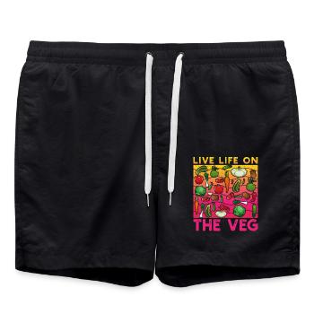Live Life on the Veg - Swim Trunks - black - Front - AI Model Male 185 light (185cm)