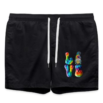 Gnome Love Peace Tie Dye - Badeshorts - Schwarz - Vorne - AI Model Male 185 light (185cm)