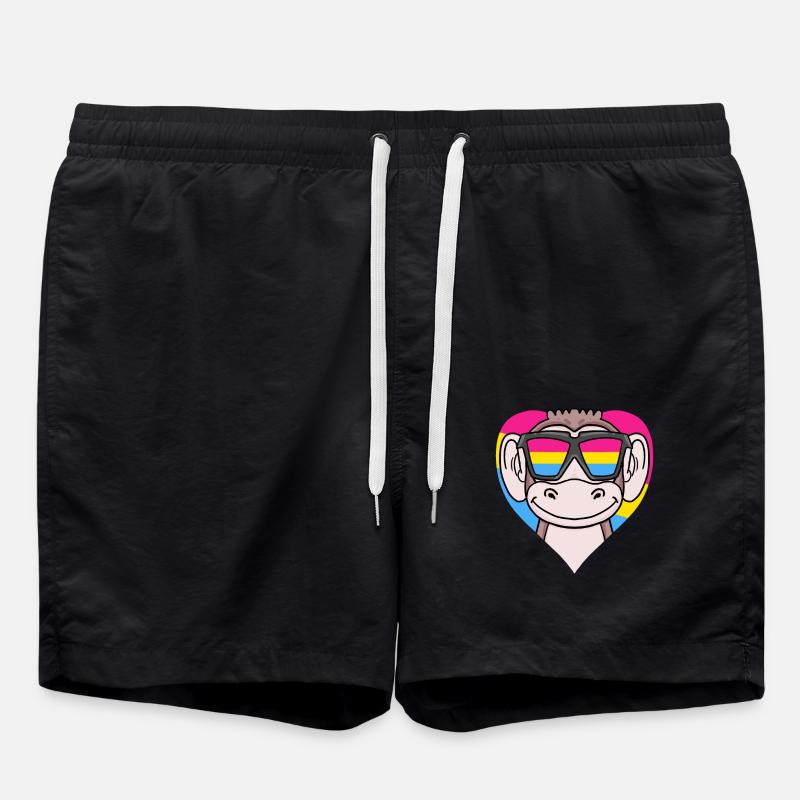 Pansexual Monkey Heart Gift - Swim Trunks - black