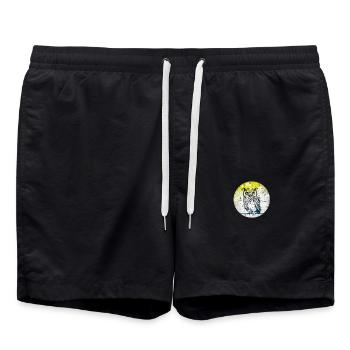 Eule Gemälde Malen Dirty Modern - Badeshorts - Schwarz - Vorne - AI Model Male 185 light (185cm)