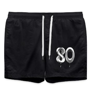 80. Geburtstag Ballons Geburtstagsballons 80 Jahre - Badeshorts - Schwarz - Vorne - AI Model Male 185 light (185cm)