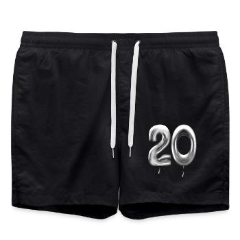 20. Geburtstag Ballons Geburtstagsballons 20 Jahre - Badeshorts - Schwarz - Vorne - AI Model Male 185 light (185cm)