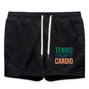 Funny Tennis Art Tennis Is My Cardio Tennis Lover - Swim Trunks - black - Front - AI Model Male 185 light (185cm)