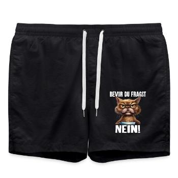 Bevor Du fragst Nein! - Badeshorts - Schwarz - Vorne - AI Model Male 185 light (185cm)
