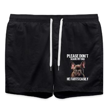 Please don't scare my dog French Bulldog - Swim Trunks - black - Front - AI Model Male 185 light (185cm)