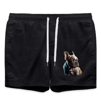 French Bulldog Frenchie Französische Bulldogge - Swim Trunks - black - Front - AI Model Male 185 light (185cm)