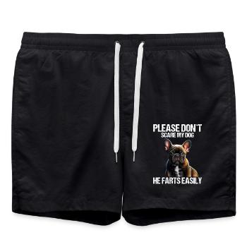 Please don't scare my dog French Bulldog - Swim Trunks - black - Front - AI Model Male 185 light (185cm)