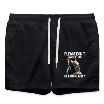 Please don't scare my dog French Bulldog - Swim Trunks - black - Front - AI Model Male 185 light (185cm)