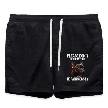 Please don't scare my dog French Bulldog - Swim Trunks - black - Front - AI Model Male 185 light (185cm)