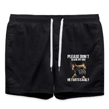 Please don't scare my dog French Bulldog - Swim Trunks - black - Front - AI Model Male 185 light (185cm)