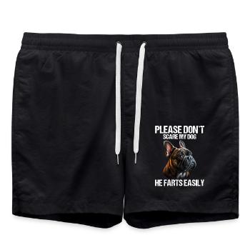 Please don't scare my dog French Bulldog - Swim Trunks - black - Front - AI Model Male 185 light (185cm)
