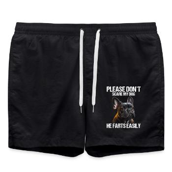 Please don't scare my dog French Bulldog - Swim Trunks - black - Front - AI Model Male 185 light (185cm)