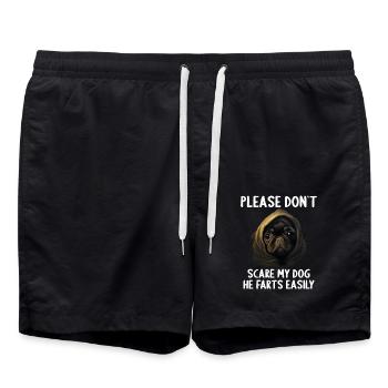 Bitte erschreck meinen Hund nicht Mopse Mops - Badeshorts - Schwarz - Vorne - AI Model Male 185 light (185cm)
