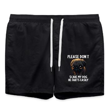 Bitte erschreck meinen Hund nicht Mopse Mops - Badeshorts - Schwarz - Vorne - AI Model Male 185 light (185cm)