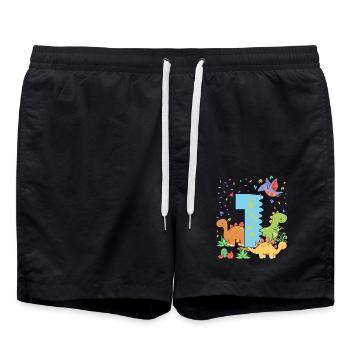 Herde Von Niedlichen Dinosauriern 1. Geburtstag 1 - Badeshorts - Schwarz - Vorne - AI Model Male 185 light (185cm)