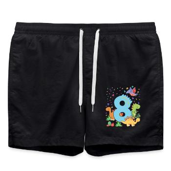 Troupeau de dinosaures mignons 8ème anniversaire 8 - Short de bain - noir - Devant - AI Model Male 185 light (185cm)
