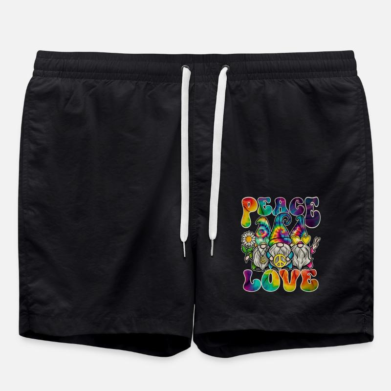 Hippie Gnomes Peace Tie Dye - Swim Trunks - black