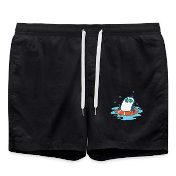 Pingouin se baignant avec des pneus de natation - Short de bain - noir - Devant - AI Model Male 185 light (185cm)