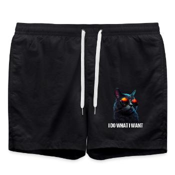 Katze Kätzchen Ich Mache Was Ich Will Katze - Badeshorts - Schwarz - Vorne - AI Model Male 185 light (185cm)