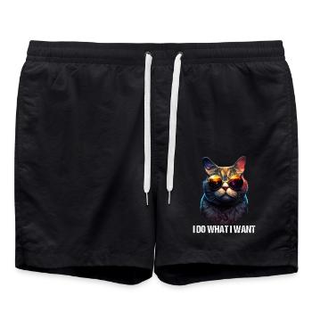 Katze Kätzchen Ich Mache Was Ich Will Katze - Badeshorts - Schwarz - Vorne - AI Model Male 185 light (185cm)