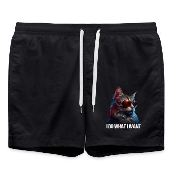 Katze Kätzchen Ich Mache Was Ich Will Katze - Badeshorts - Schwarz - Vorne - AI Model Male 185 light (185cm)