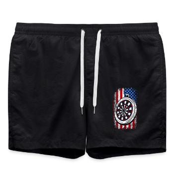 États-Unis Drapeau américain 4 juillet Fléchettes - Short de bain - noir - Devant - AI Model Male 185 light (185cm)