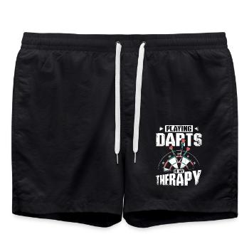 Jouer aux fléchettes est ma thérapie - Short de bain - noir - Devant - AI Model Male 185 light (185cm)