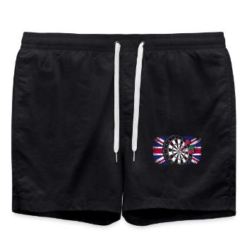 England flag great britain playing darts - Badeshorts - Schwarz - Vorne - AI Model Male 185 light (185cm)