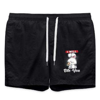 Rabbit I want to bite you - Swim Trunks - black - Front - AI Model Male 185 light (185cm)