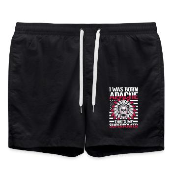 I Was Born Apache That's My Superpower - Badeshorts - Schwarz - Vorne - AI Model Male 185 light (185cm)